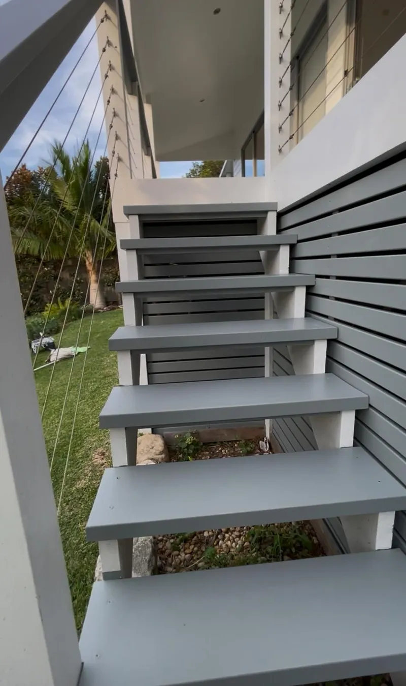 Painted timber deck stairs