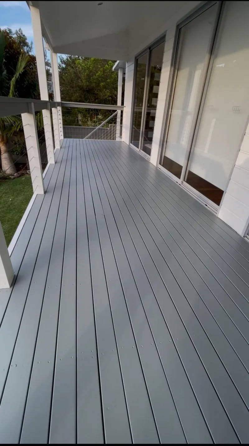 Grey painted timber veranda deck